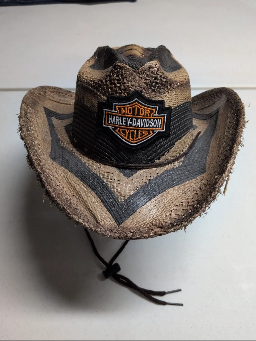 Harley-Davidson Brown & Black Straw Cowboy Hat